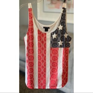Lucky Brand | American Flag Lace Tank | Medium